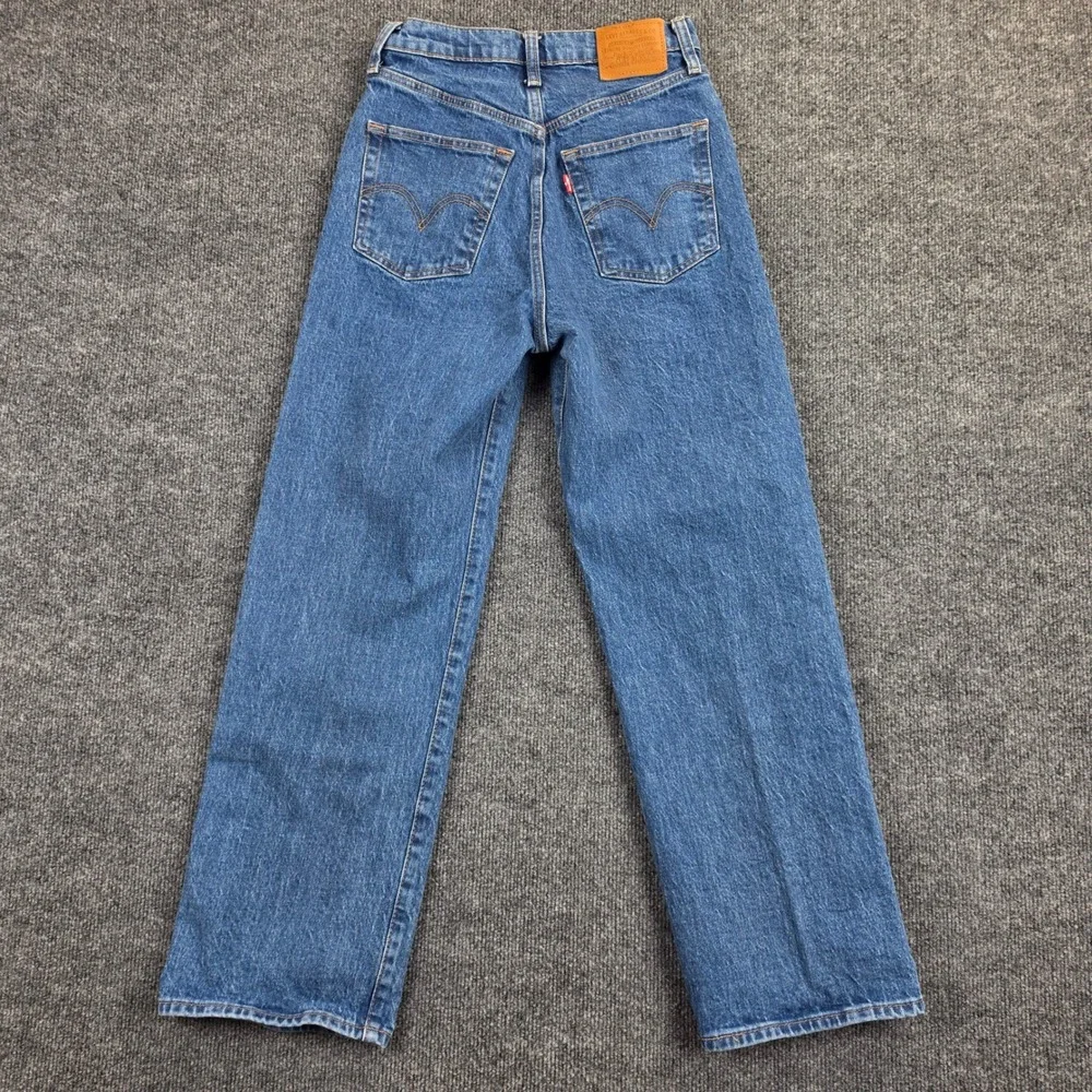 Levis Premium Ribcage Straight Jeans Women's 26 High Rise Dark Wash Button Fly